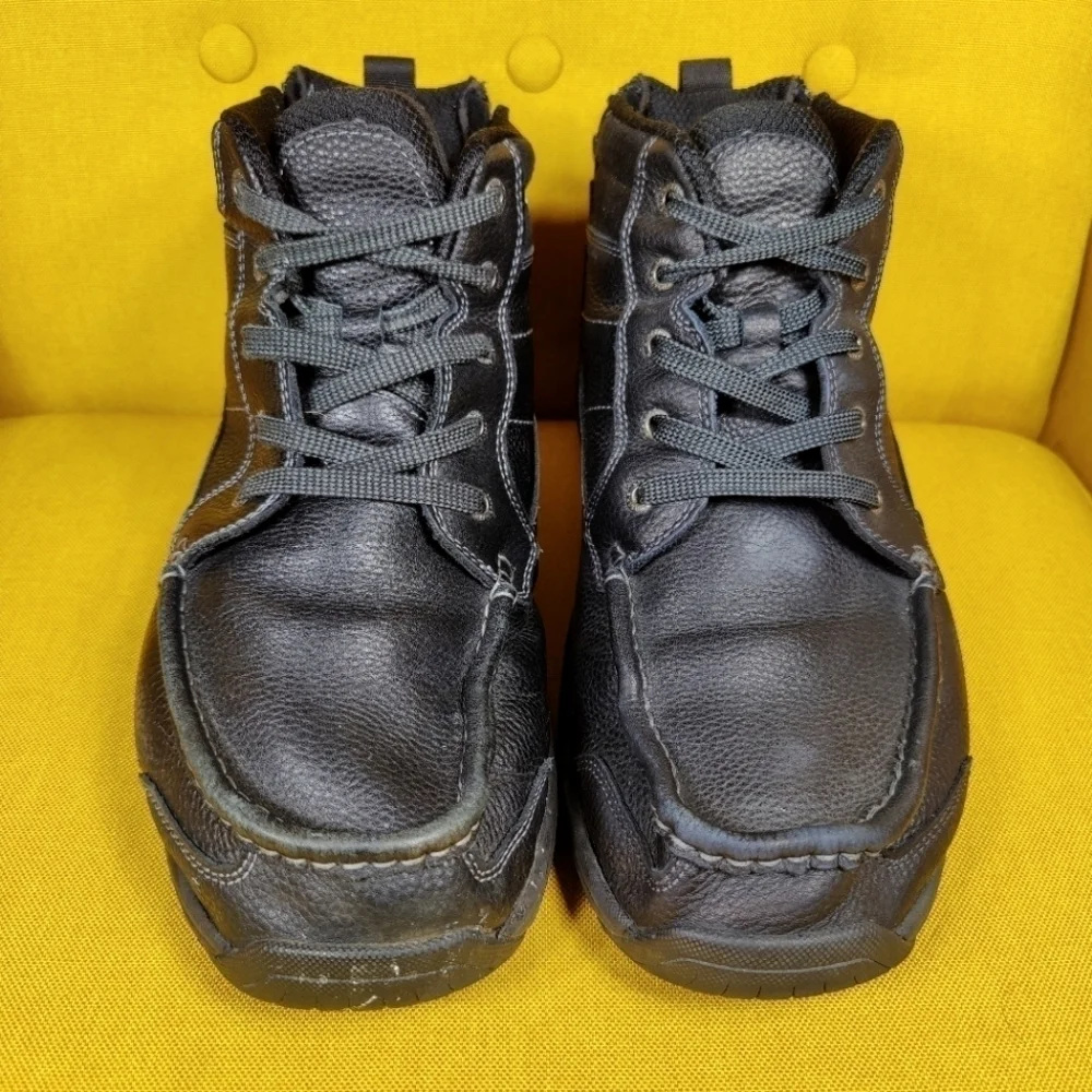 Orthofeet Ranger Boots Black Leather Comfort Walking Men's Shoes Size 12 2E Wide